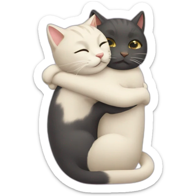 hugging cats sticker