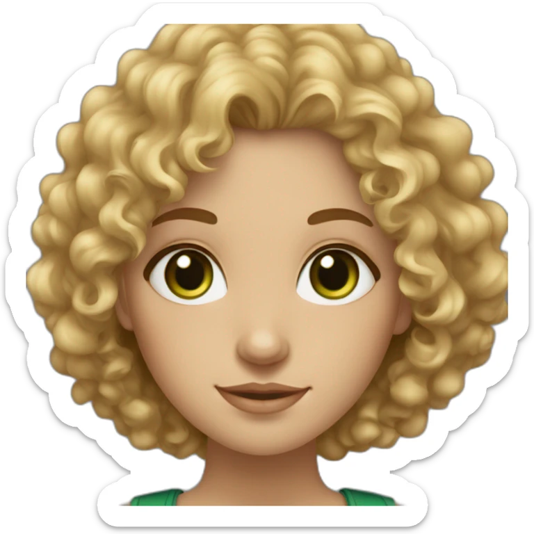 portrait of midle easten curly girl with light hair and green eyes sticker