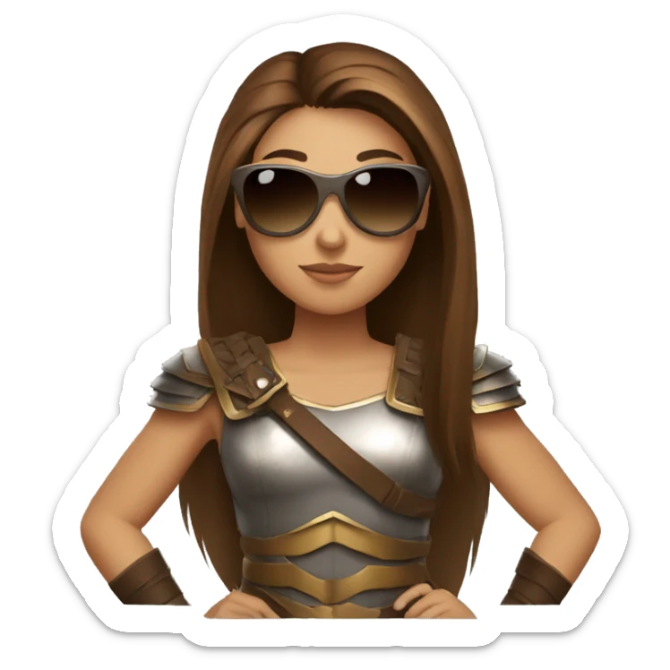 Girl gladiator with long straight brown hair and sunglasses  sticker