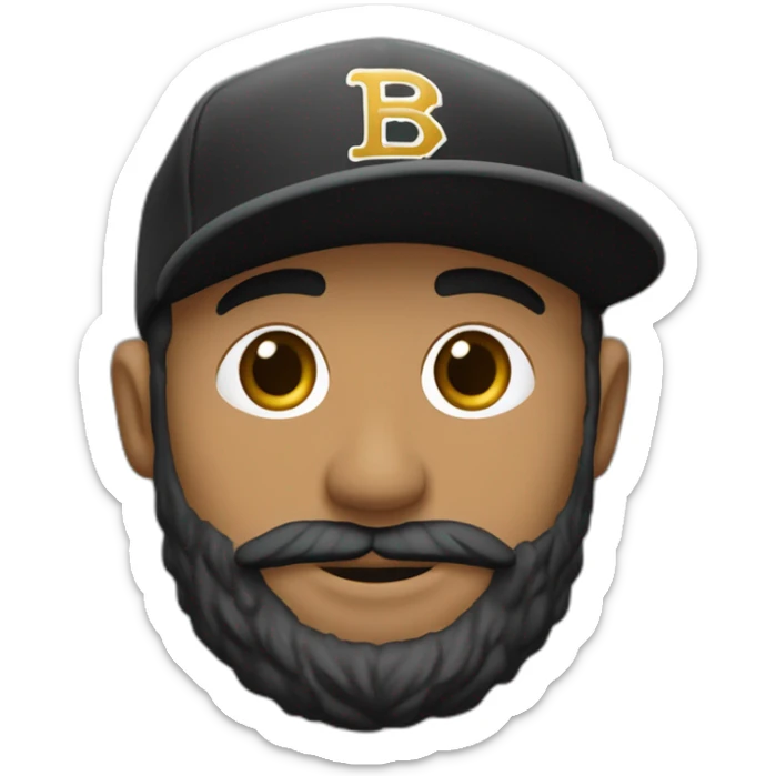 Chico atractivo de barba con gorra de los riders sudadera de capucha negra y beisbolera sticker