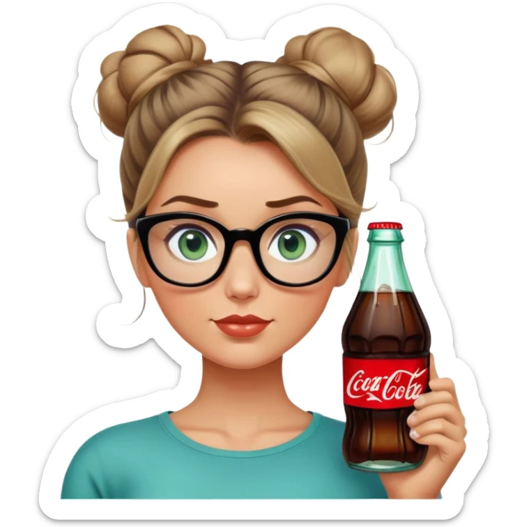Husband has dark blonde hair with blue green eyes wife has messy bun hair all brown and the most stunning and beautiful big sexy brown eyes with black square frame glasses with a coke bottle body big butt sticker
