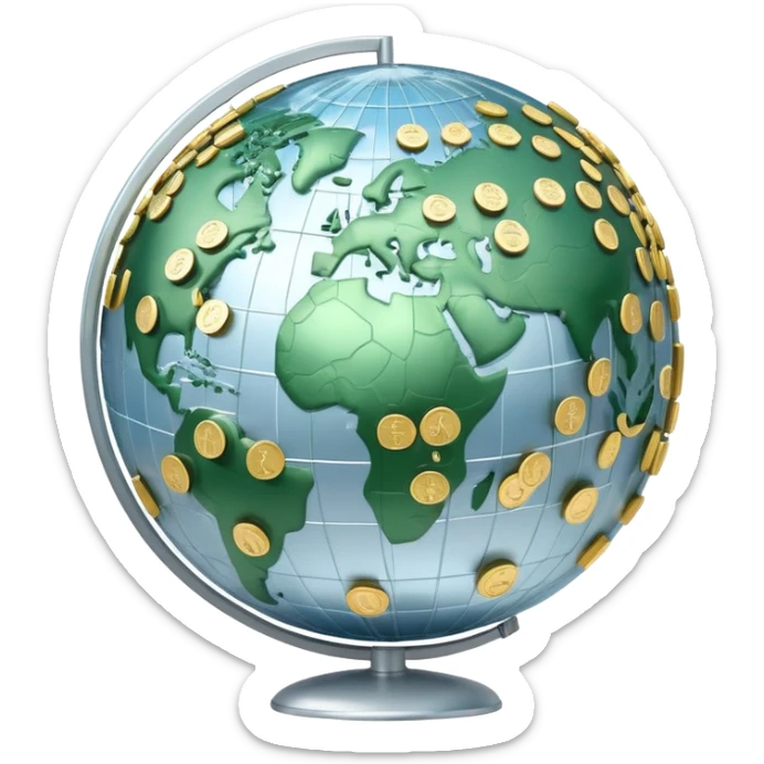 Globe with dollar signs, representing global finance and money world sticker
