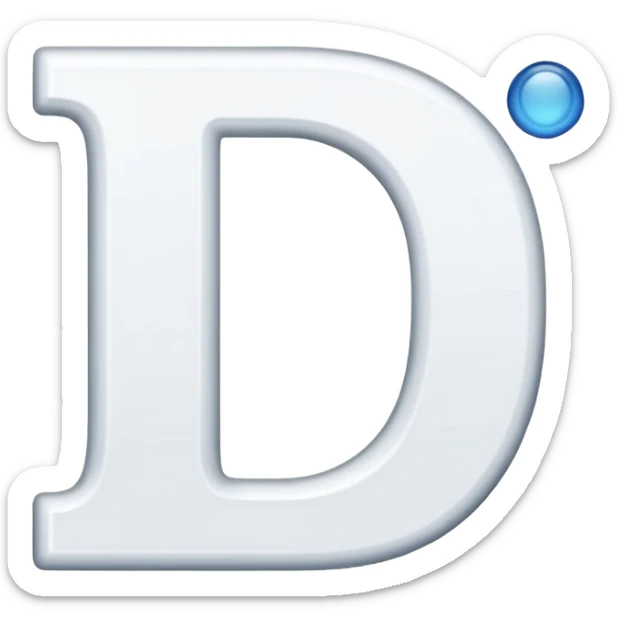 The letter D and Combine the letter i. Combine it like this: The line of the letter i will be the straight line of the letter D on the left, so it will be joint, and there will be a dot on this line, at which point you will complete the letter i. sticker