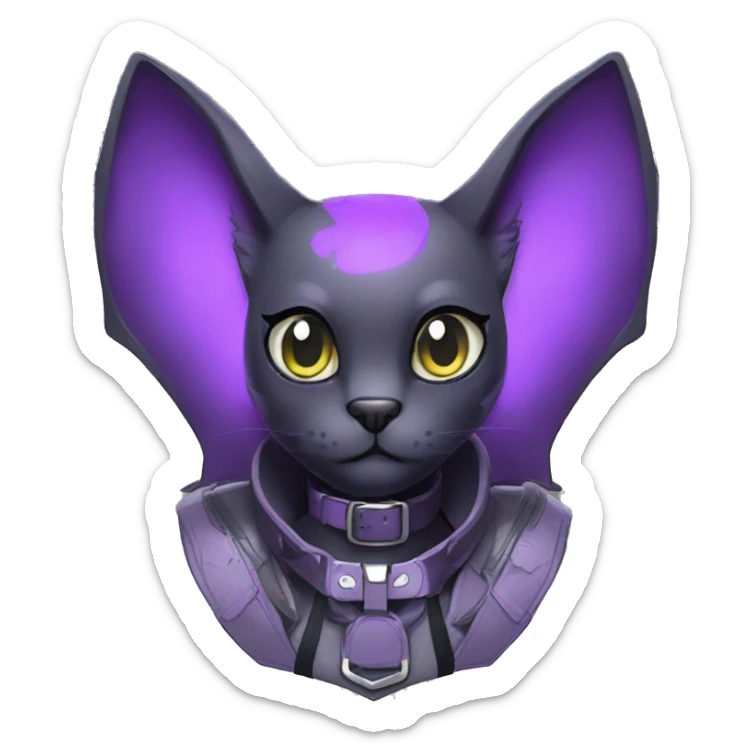 cool cute pretty black techwear grey Purple ethereal fantasy nargacuga-bat-cat-Fakemon collar harness sticker