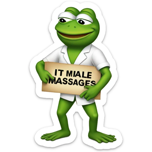 Pepe frog holding sign that says “it’s ok to get male to female massages, but your friends won’t understand” sticker