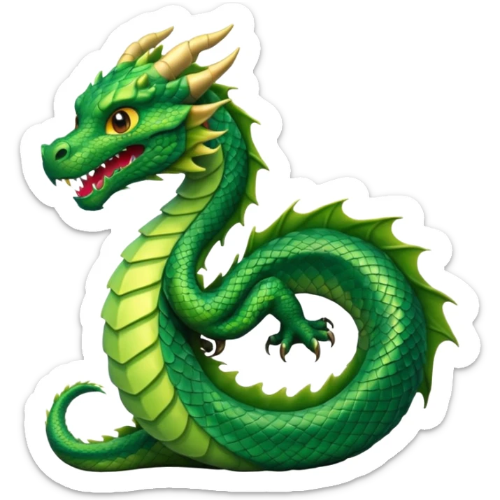 Create a single emoji of a Dragon in full body, shown at a slight side angle in a natural, characteristic pose. stylized like an emoji, but clearly recognizable.  sticker