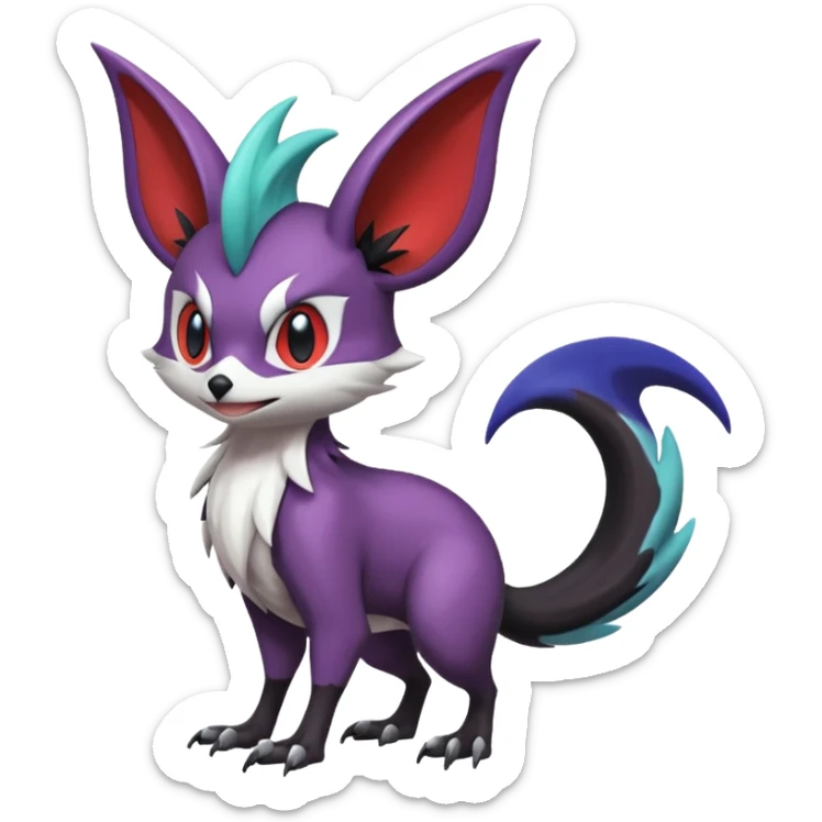 Shiny Cute Noibat-Noivern-Mightyena-Silvally-Fakémon-hybrid-creature (full body)  sticker