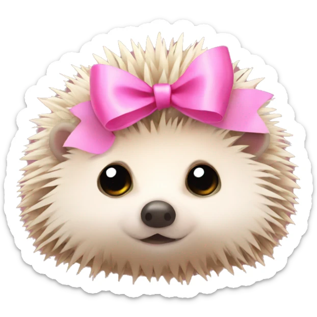 hedgehog with a pink bow sticker