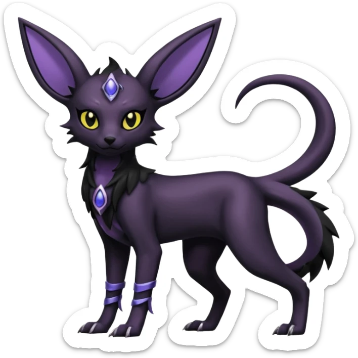 Shiny Dark Edgy Gothic Gloomy Futuristic Salandit-Umbreon-Espeon-Anubis-Hybrid (Full body) sticker