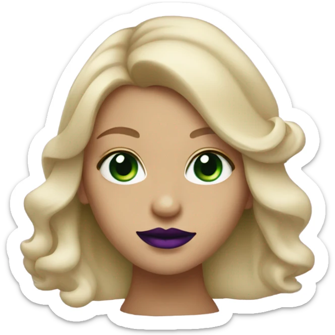 Ombré Blonde girl with Green eyes & purple lipstick sticker