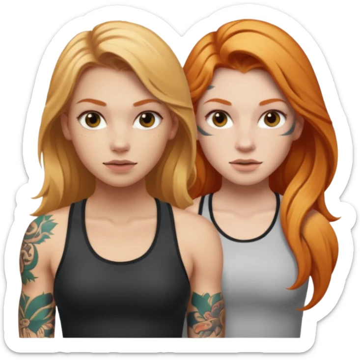 girl with long blonde hair and tattoos and an athletic ginger girl sticker