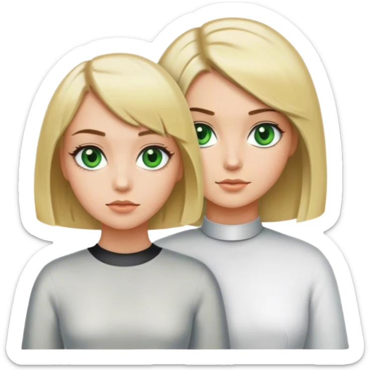 Blonde bob girl with green eyes hair stylist sticker