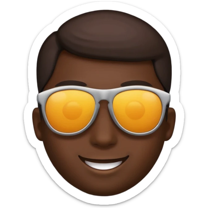 Blank emoji with sunglasses on the back of the head like a cop sticker