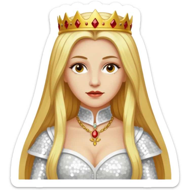 Katharina Siegel, Mistress of Vlad Tepes with long golden blonde hair, white sequin outfit sticker