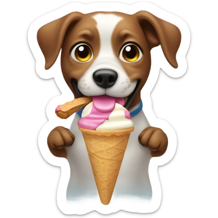 Dog eating ice cream sticker
