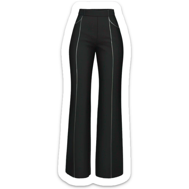 Realistic isolated side view of a pair of black high waist wide leg pants with silver pinstripes on them. sticker