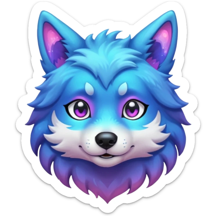anthropomorphic anthro kawaii cute colorful shiny pastel nebula furry wolf-fursona furry  sticker