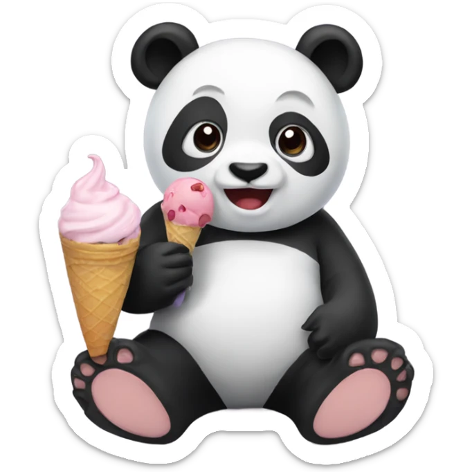 Panda eating ice cream sticker