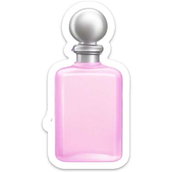 Aesthetic arrangement of pale pink lilacs with a retro-style purple perfume bottle.
 sticker