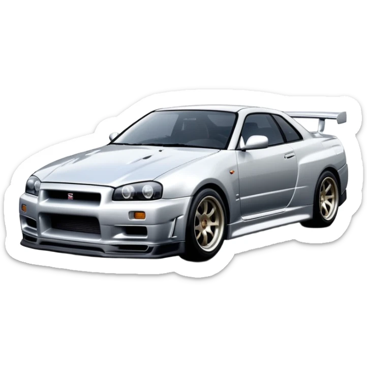 The 1999 Nissan Skyline GT-R R34 is the car used in the movie 2 Fast 2 Furious.  sticker