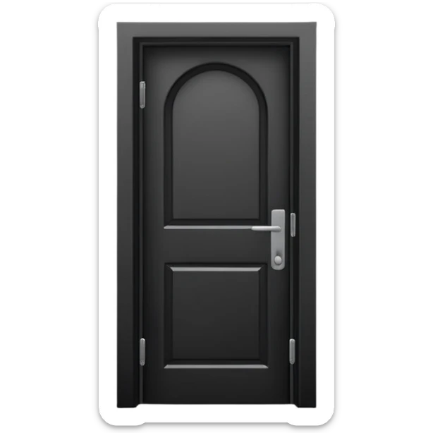Minimalist emoji-style sticker of a closed door with a long shadow visible under the gap. Black and white, strong silhouette style.
 sticker