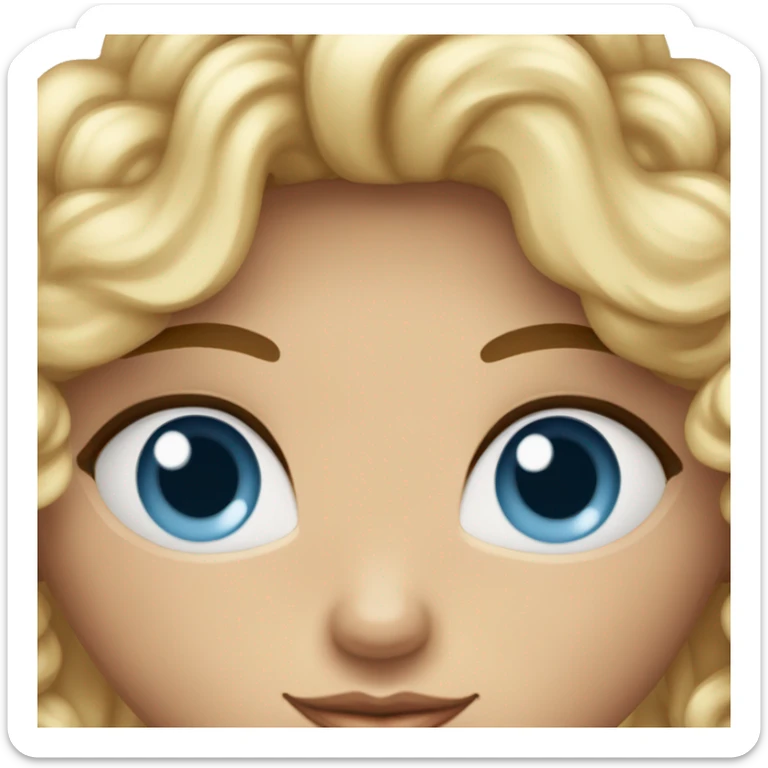 Fille cheveux bouclés en carré peau blanche yeux bleus  brune avec des mèches blondes  sticker