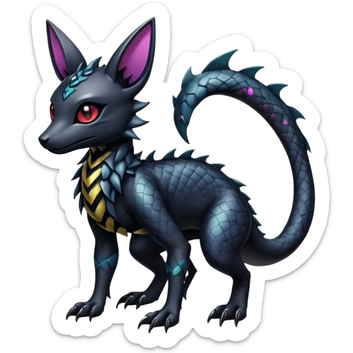 Shiny Dark Edgy Majestic Sophisticated Modern Gothic Gloomy Futuristic Scaly Cyber-Salandit-Umbreon-Delcatty-Hybrid (Full body) sticker