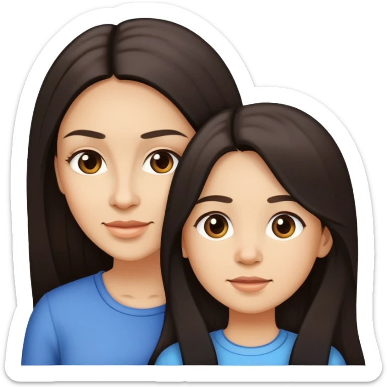 Mother and daughter with Light skinned and Long Dark Hair, 26 and 45 years old sticker