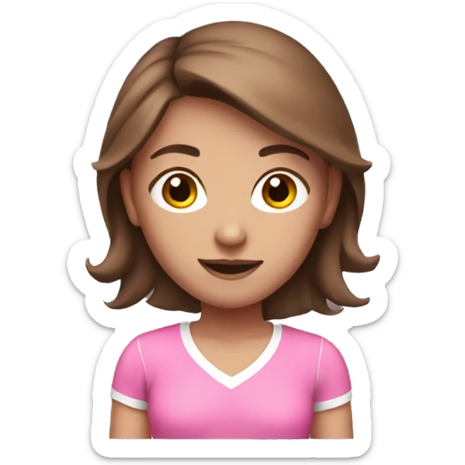 Sport girl in pink color and brown hair sticker