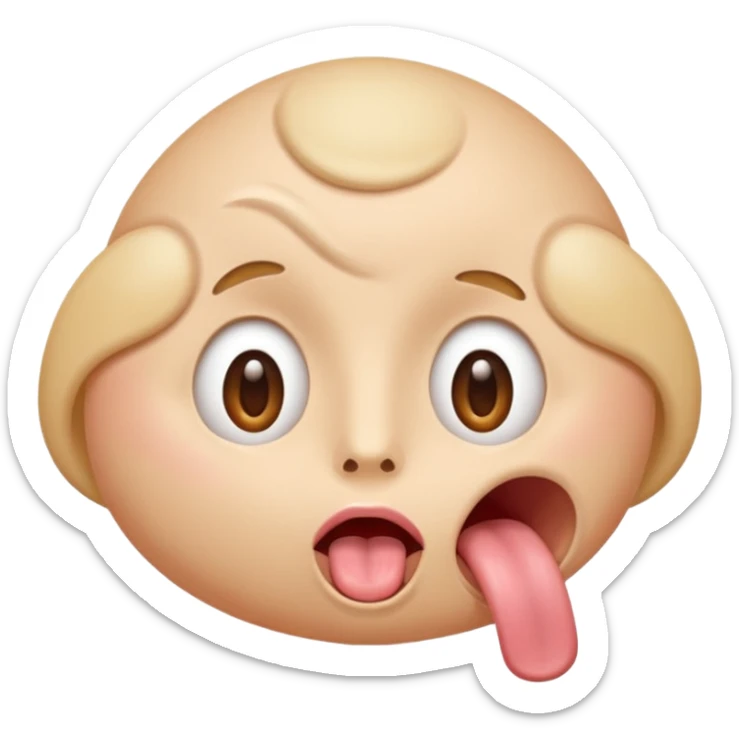 face with rolled up eyes, tongue hanging out, flushed, breathing out hot airs sticker