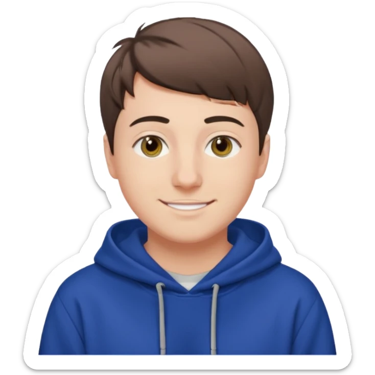 Draw MrBeast in casual hoodie with short hair, french cut  & friendly smile. sticker