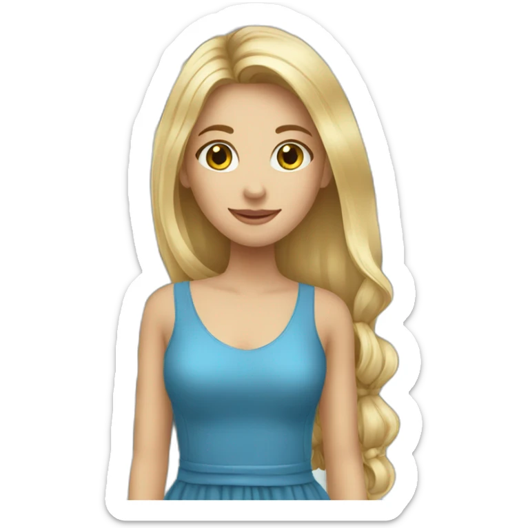 a girl shopping in a blue dress long blond hair out sticker