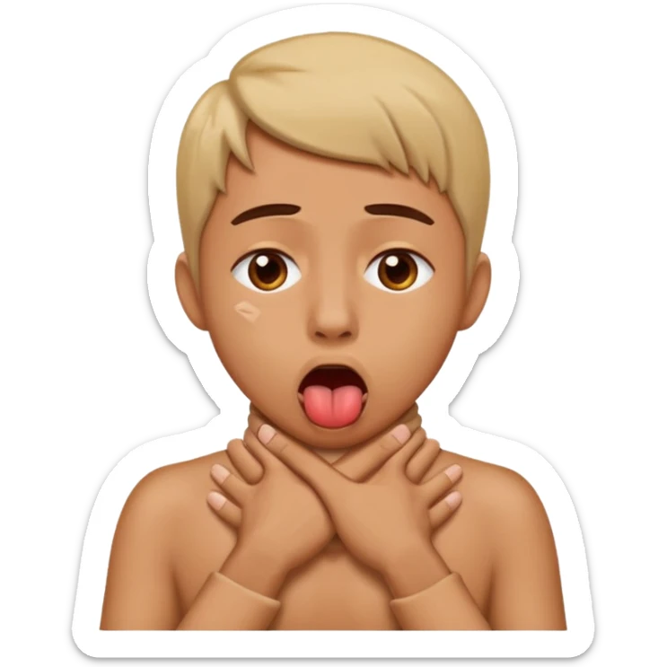 criss cross hands around throat choking self emoji tongue out sticker
