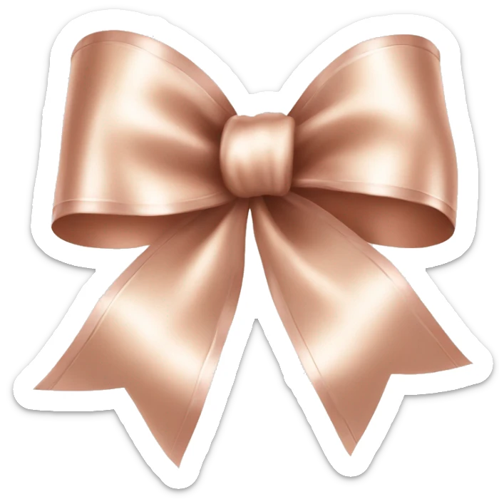 Realistic isolated rose gold ribbon bow with edges of the bow lined with white fur. sticker