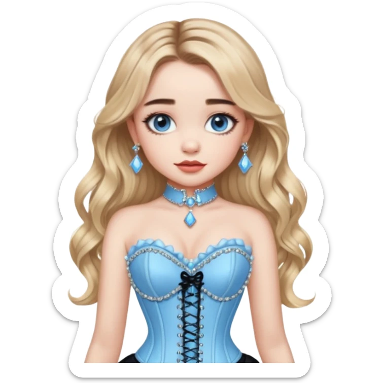 sabrina carpenter's 2025 grammy baby blue corset with rhinestone jewelry   sticker