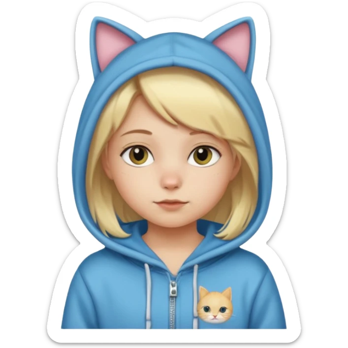 blonde girl kid in cat hoodie costume sticker