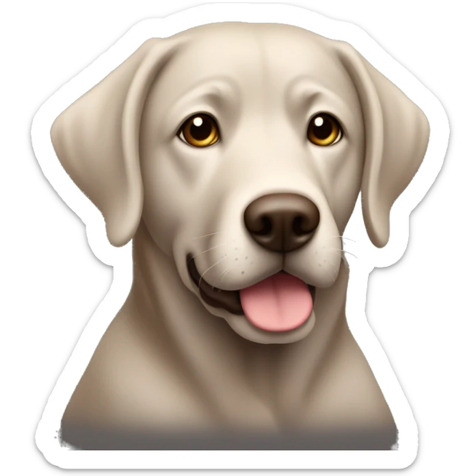 Dark brown lab, a little white hair around the bottom of the mouth, sitting. Dark brown eyes sticker