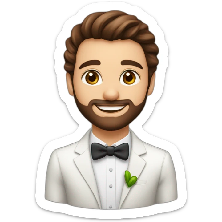 Mariage avec une femme avec les yeux verts cheveux long chatin foncé long et lisse et un homme yeux marron cheveux boucle long chaton foncé sticker