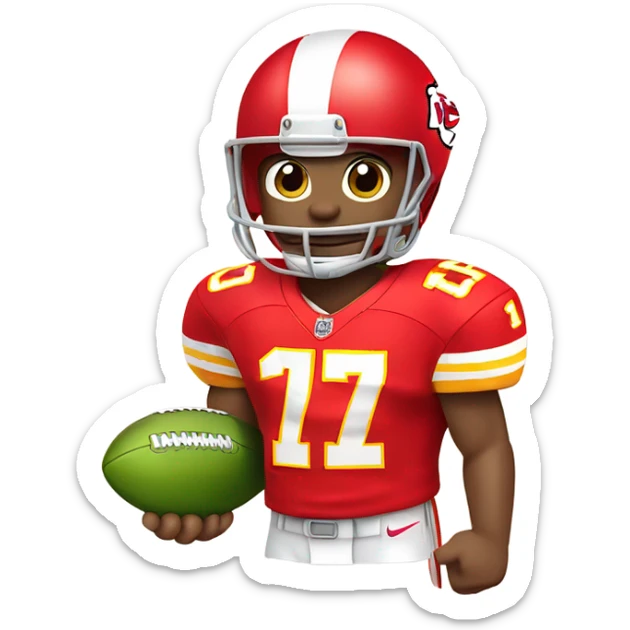 Cartoon Dill Pickle with Kansas City Chiefs football Jersey sticker