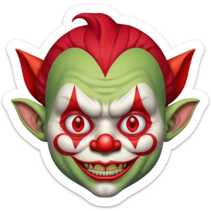 I want just one head but to be the combination of these three emojis 🤡👺👹 sticker