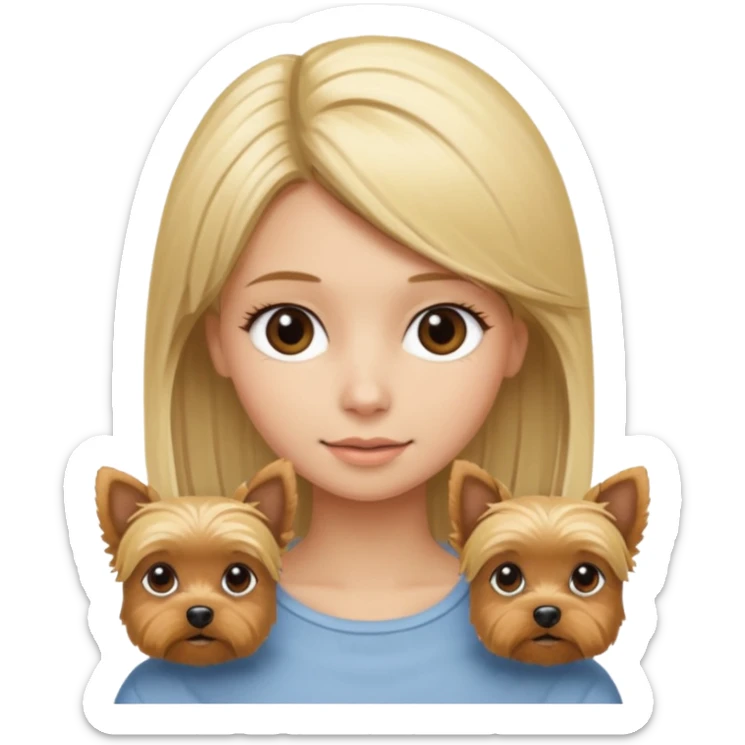blonde girl straight hair and two yorkies sticker