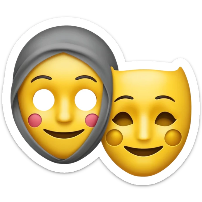 Sad emoji holding a mask of a happy emoji  sticker