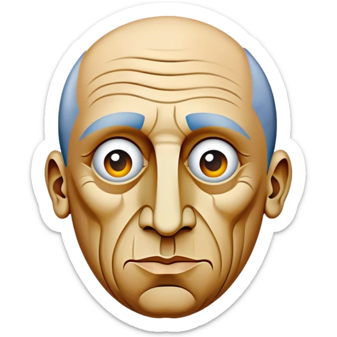 Cinematic Realistic Pablo Picasso Portrait Emoji, depicted as a visionary artist with abstract expressive features and a creative aura, rendered with rich textures and dynamic artistic lighting that captures his revolutionary spirit. sticker