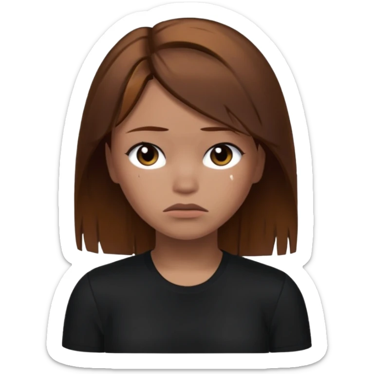 Roblox darians46 AVATARgirl whit brown hair and black shirt sad sticker