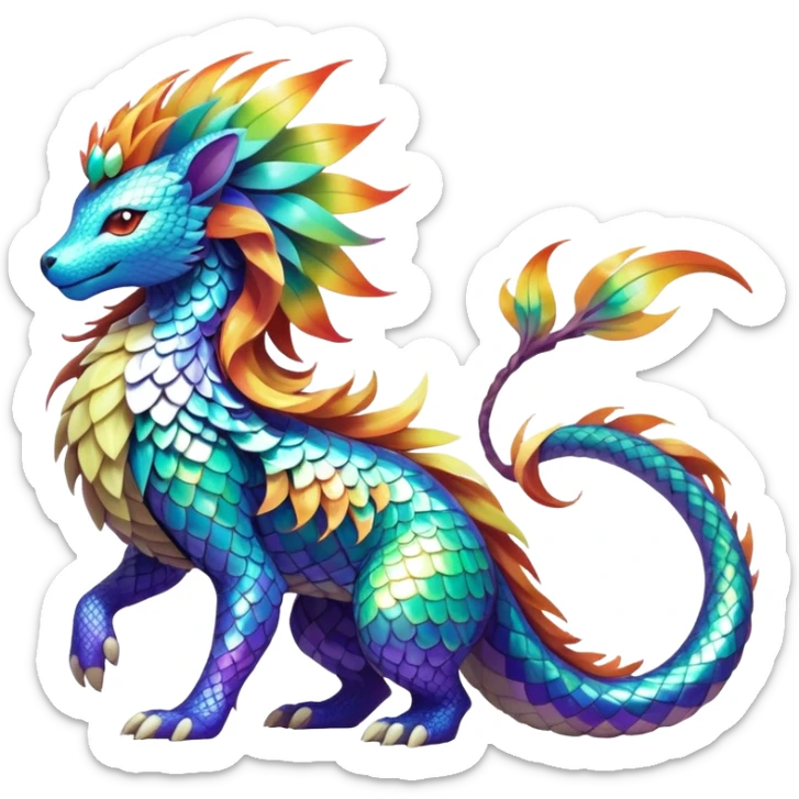Elemental Exotic Colorful Fantasy Pokémon-Fakémon-hybrid-creature (full body) sticker