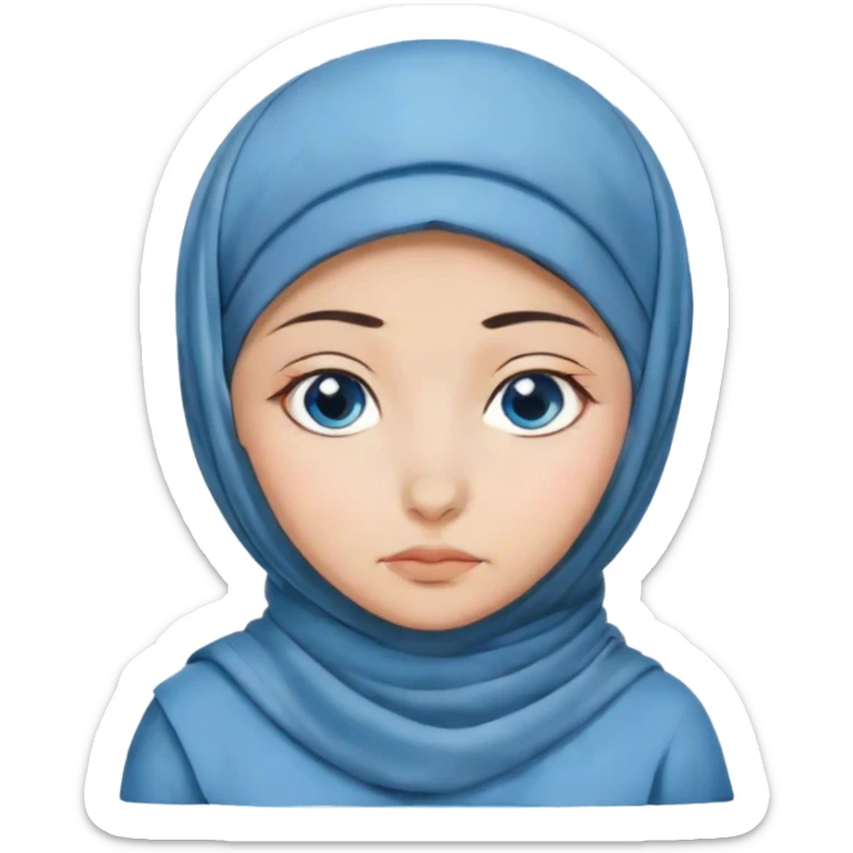 Turkish beautiful finish Konya girl blue eyes with hijab and islamic dress and Sleepy Face sticker