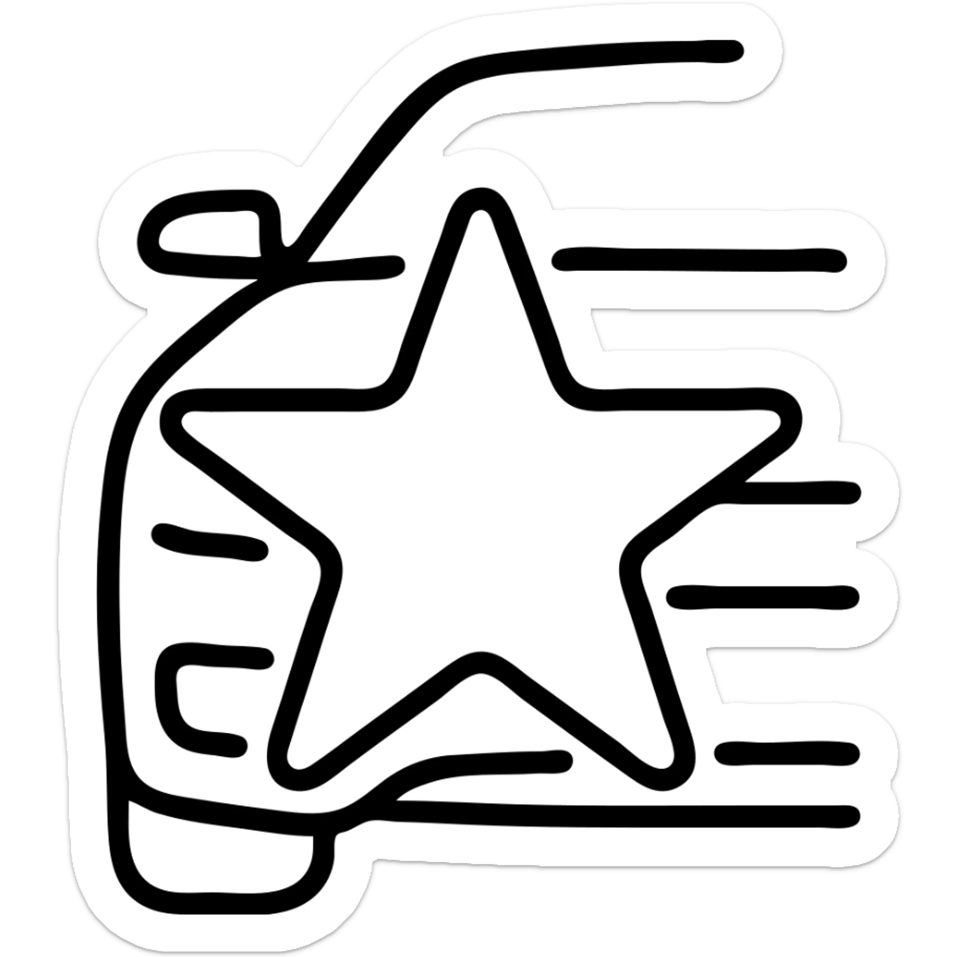 outlined icon of a gold star on the glossy black body of a premium car, clean lines, subtle reflections, modern and simple sticker