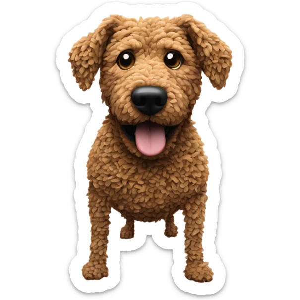 Dog that is made out of worms, giving advice to an anamorphic refrigerator  sticker