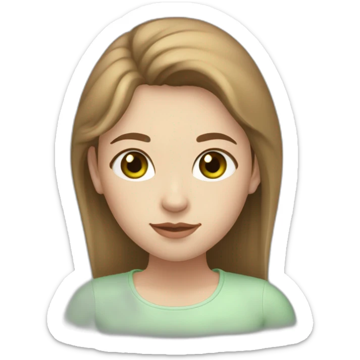 18-year-old Argentine girl with white skin. Medium green eyes. Light brown hair in the shape of a heart on the forehead. rounded face sticker