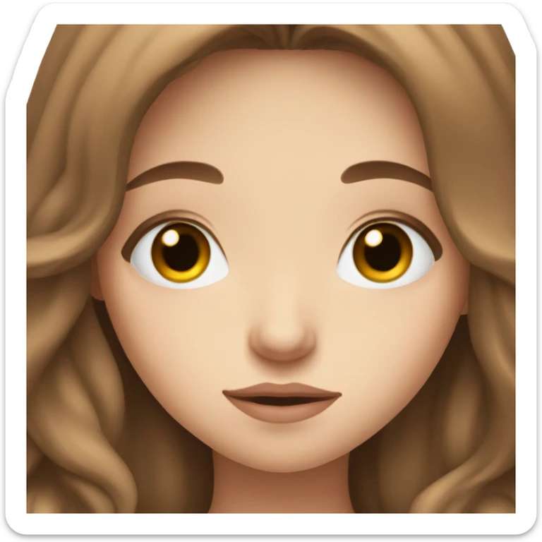 Tired pretty girl with long brown hair and blue eyes sticker